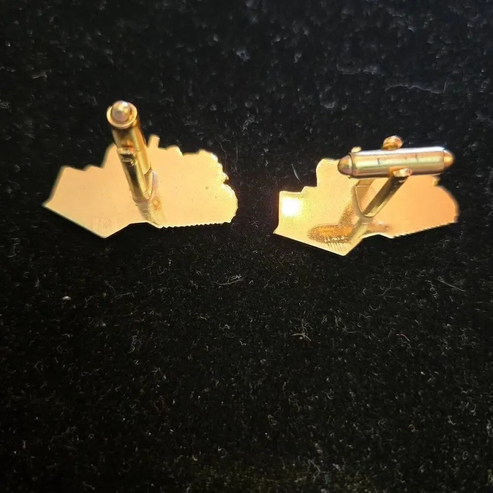 Vintage 1970s Bulldozer Cuff Links Gold Tone